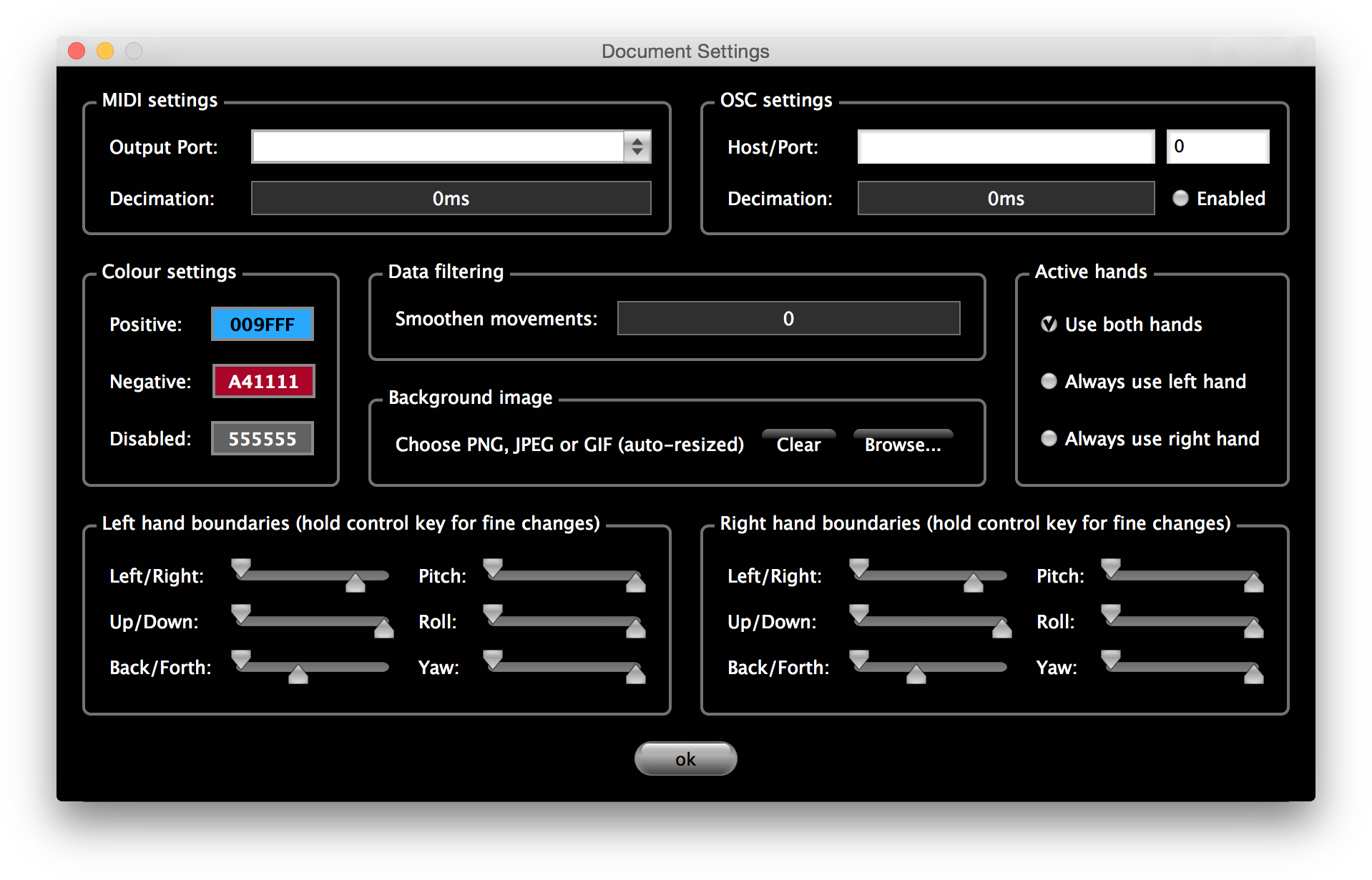 startup configuration panel