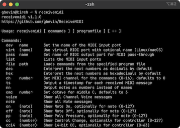 ReceiveMIDI screenshot
