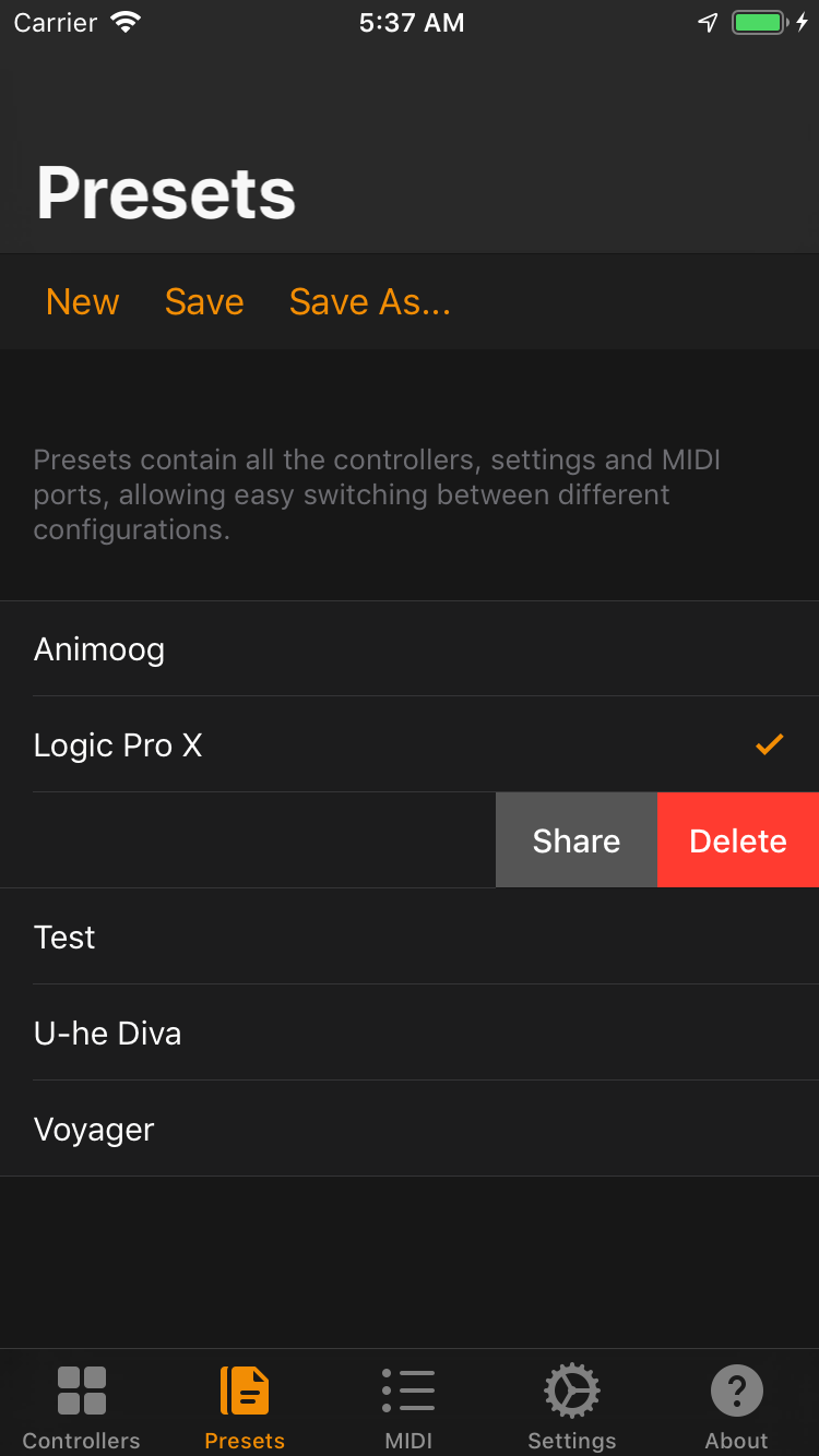 Presets Panel 2